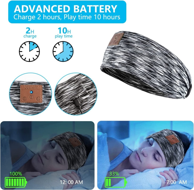 Bluetooth Wireless Headband Quick Drying Sleeping Headphones with HD Speakers, Stripe Black