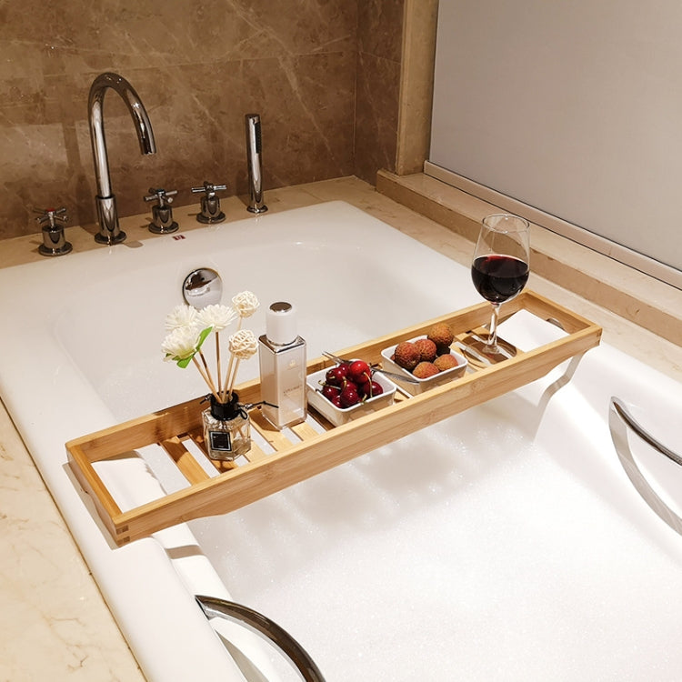 Bamboo Non-slip Bathtub Shelf Multifunctional Soaking Shelf, Bamboo Color, White