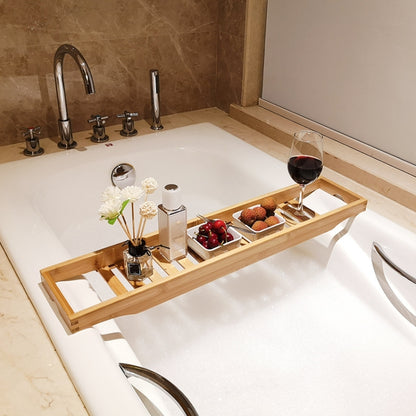 Bamboo Non-slip Bathtub Shelf Multifunctional Soaking Shelf, Bamboo Color, White