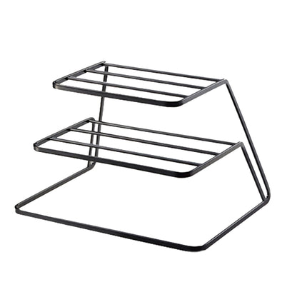 Three-layer Kitchen Dish Storage Rack Cabinet Tiered Shelf, White, Black