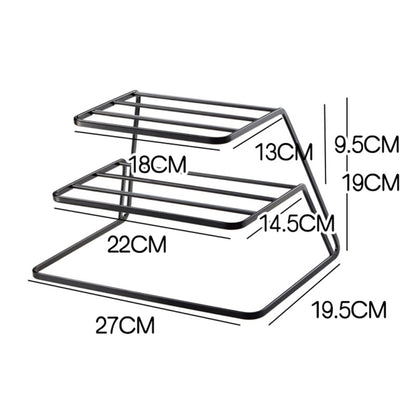 Three-layer Kitchen Dish Storage Rack Cabinet Tiered Shelf, White, Black