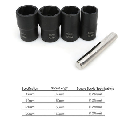 Car Tire Damaged Nut Non-slip Removal Socket Wrench Set, 4 In 1 Wrench Set