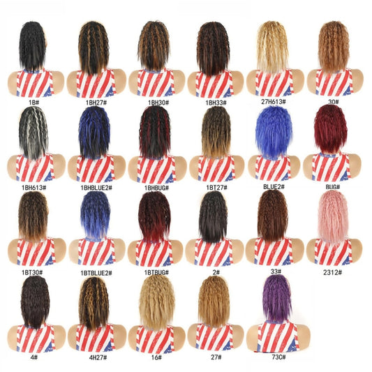 LS868 Drawstring Fixed Corn Perm Curly Wig Fluffy Short Ponytail Wigs, 1B, 1BH27, 1BH30, 1BH33, 1BH613, 1BHBlue2, 1BHBug, 1BT27, 1BT30, 1BTBlue2, 1BTBug, 2, 4, 4H27, 16, 27, 27H613, 30, 33, 2312, Blue2, Bug, 73C