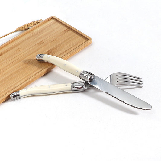 Stainless Steel Knife Fork Spoon Set Plastic Handle Western Tableware, 3 In 1, 4 In 1, 6 Knives, 6 Forks, 6 Spoons, 6 Tea Spoons
