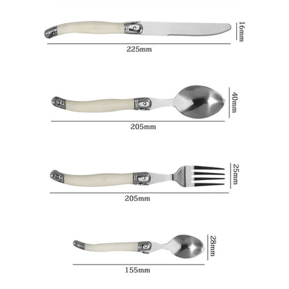 Stainless Steel Knife Fork Spoon Set Plastic Handle Western Tableware, 3 In 1, 4 In 1, 6 Knives, 6 Forks, 6 Spoons, 6 Tea Spoons