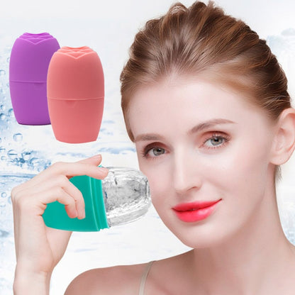 2pcs L-03-01 Face Ice Apparatus Massage Ice Roller Beauty Makeup Silicone Face Ice Tray, Makeup Rose Red, Makeup Olive Green With Hole, Makeup Vitality Orange With Hole, Makeup Charm Purple With Hole, Makeup Blue With Hole, Makeup Rose Red With Hole���...