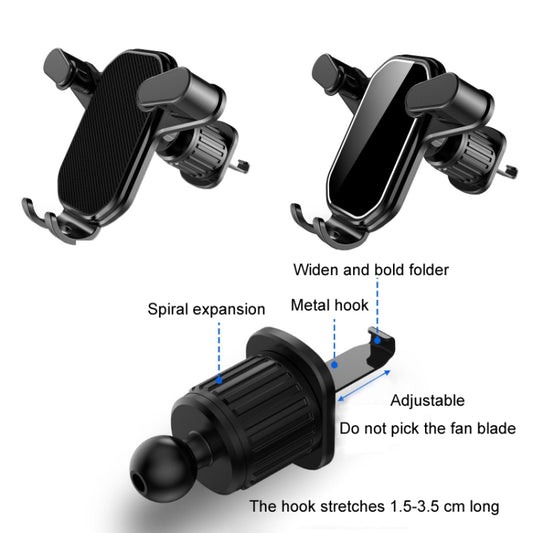 Car Air Outlet Upside-down Hook Strong Mobile Phone Holder, Cool Black, High-grade Black