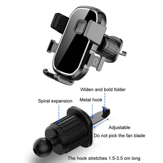 Car Air Outlet Hook Firmly Navigation Mobile Phone Holder, Mirror Black