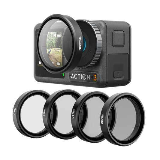 لكاميرا DJI OSMO Action 3 / 4 TELESIN ND CPL، مجموعة فلاتر عدسة بإطار من سبائك الألومنيوم، CPL+ND8/16/32