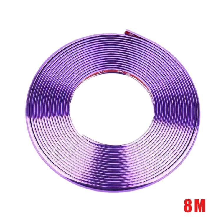 W12 8m/roll Car Universal Reflective Wheel Electroplating Decorative Strip, 1roll Electroplating Red, 1roll Electroplating Blue, 1roll Electroplating Gold, 1roll Electroplating Silver, 1roll Electroplating Purple