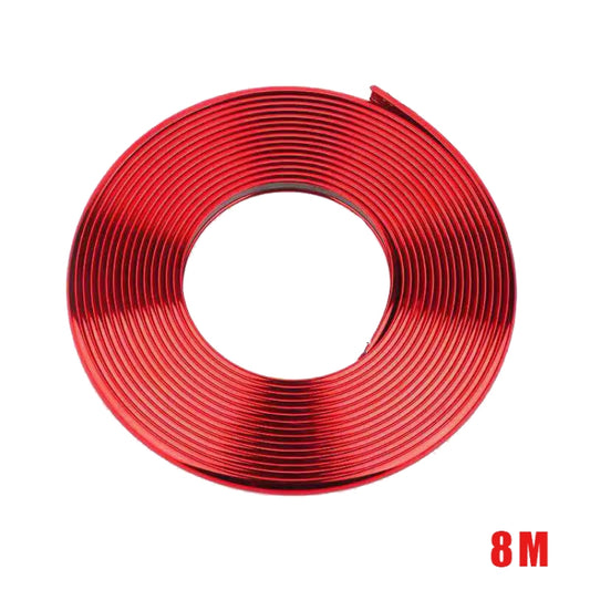 W12 8m/roll Car Universal Reflective Wheel Electroplating Decorative Strip, 1roll Electroplating Red, 1roll Electroplating Blue, 1roll Electroplating Gold, 1roll Electroplating Silver, 1roll Electroplating Purple