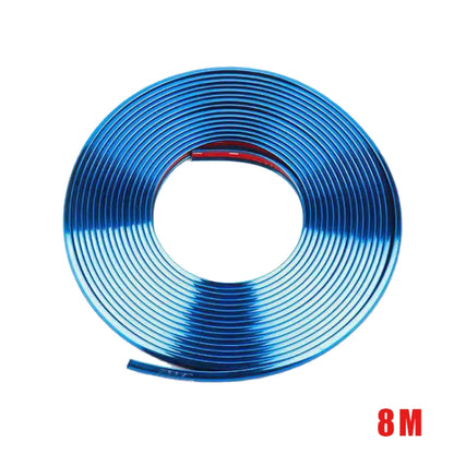 W12 8m/roll Car Universal Reflective Wheel Electroplating Decorative Strip, 1roll Electroplating Red, 1roll Electroplating Blue, 1roll Electroplating Gold, 1roll Electroplating Silver, 1roll Electroplating Purple