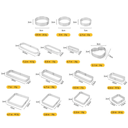 BN1006 Stainless Steel Mousse Circle Thickened Perforated Cake Mold DIY Baking Tools, Love(3.1 inches), Rectangle(4.3 inches), Rectangle(4.7 inches), Rectangle(7 inches), Square(2.9 inches), Square(3.3 inches), Square(3.9 inches), Square(4.7 inches)���...