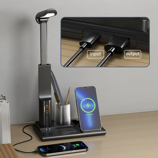 X5 15W Wireless Charging Folding Desk Lamp Phone Stand with Pen Holder, X5 White