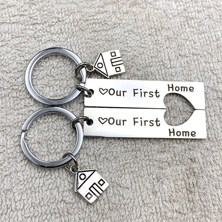 Stainless Steel Titanium Steel Keychain House Pendant, House Keychain