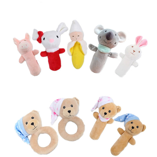 Baby Hand Rattles Toys Hand Grip Stick Newborn Soothing Toys,Style:, Giraffe, Pink Rabbit, Little Grey Elephant, Koala, Piggy, Monkey, White Rabbit, Little Red Mouse, Little Flower Elephant, Little Banana, Sleep Bear Blue Rattles�����������������������...