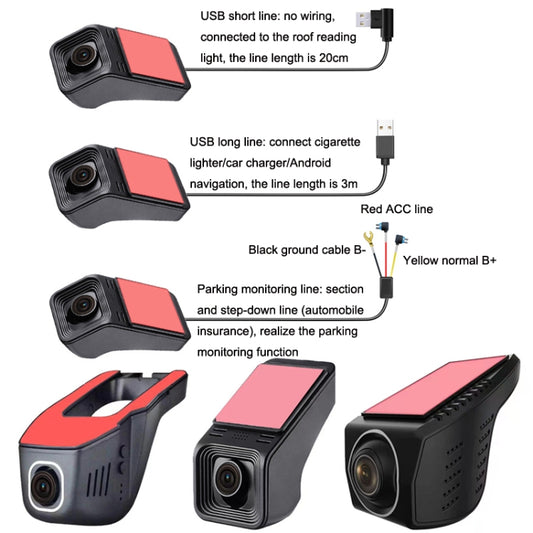 Hidden Driving Recorder WiFi Phone Connecting Car Parking Monitoring 1080P HD Recorder