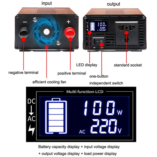XINBOKE Universal Positive Wave Car Inverter Home Solar Inverter, 12V/24V 1500W To 220V 700W, 48V/60V 1500W To 220V 700W, 60V/72V 1500W To 220V 700W, 12V/24V 3000W To 220V 1200W, 48V/60V 3000W To 220V 1200W, 60V/72V 3000W To 220V 1200W
