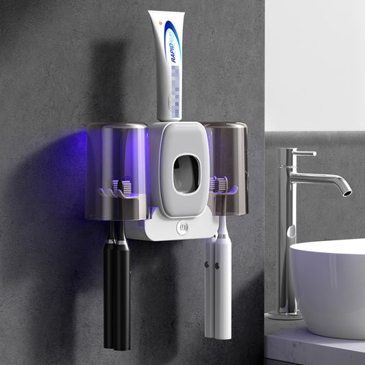 Couple Wall Mounted Toothbrush Holder Automatic Squeeze Toothpaste Device,Spec:, Disinfection Type White, Disinfection Type Black, Disinfection Type Green, Ordinary White, Ordinary Black, Ordinary Green