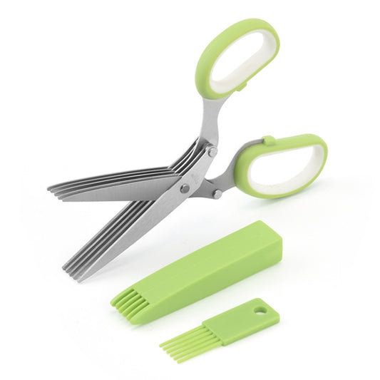 Five-Layer Vegetable Scissors Office Shredding Stainless Steel Scissors, Green White, Black Red, Green Gray, Blue Gray
