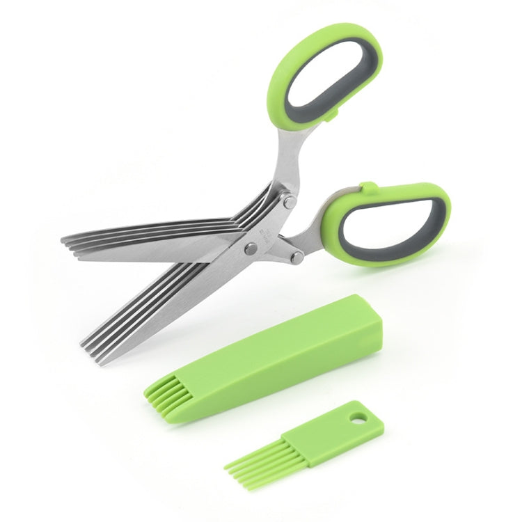 Five-Layer Vegetable Scissors Office Shredding Stainless Steel Scissors, Green White, Black Red, Green Gray, Blue Gray