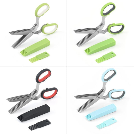 Five-Layer Vegetable Scissors Office Shredding Stainless Steel Scissors, Green White, Black Red, Green Gray, Blue Gray
