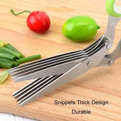 Five-Layer Vegetable Scissors Office Shredding Stainless Steel Scissors, Green White, Black Red, Green Gray, Blue Gray