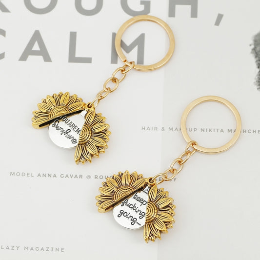 Alloy Sunflowers Shape Can Open Double Side Engraving Accessories Pendant, N2003-27 Ancient Gold Keychain, N2003-28 Ancient Gold Keychain, N2003-22 Ancient Gold Necklace, N2003-23 Ancient Silver Necklace