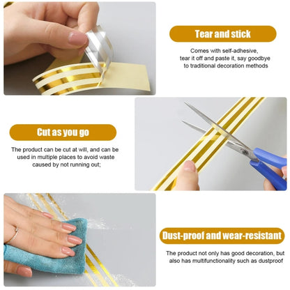 2.5cm x 5m  Golden Tile Gap Tape Waterproof PVC Self Adhesive Sticker