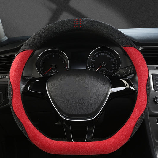 Turned Fur D Type Steering Wheel Cover, Turned Fur Black Red, Turned Fur Black Gray, Turned Fur Black Blue, Turned Fur Gray, Turned Fur Carbon Gray
