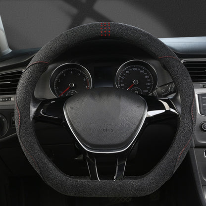 Turned Fur D Type Steering Wheel Cover, Turned Fur Black Red, Turned Fur Black Gray, Turned Fur Black Blue, Turned Fur Gray, Turned Fur Carbon Gray