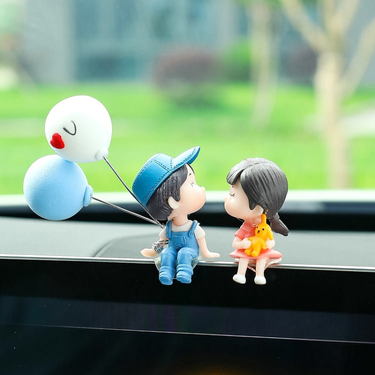 Car Ornament Ornament Lovely Kissing Couple Doll, Color:, Blue, Gray, Reading, Clever, Blue+Balloon, Blue+Blue White Balloon, Gray+Balloon, Gray+Gray Balloon, Reading+Balloon, Clever+Balloon, Stool Blue Couple, Stool Gray Couple, Stool Reading Couple��...