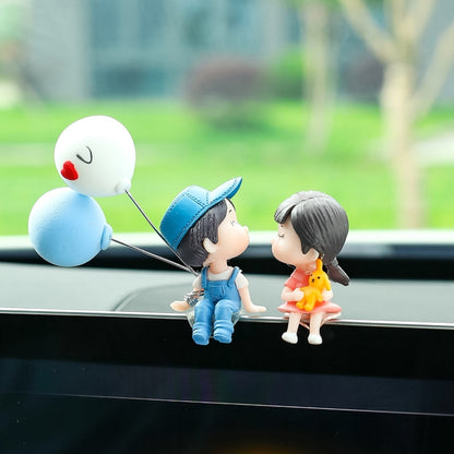 Car Ornament Ornament Lovely Kissing Couple Doll, Color:, Blue, Gray, Reading, Clever, Blue+Balloon, Blue+Blue White Balloon, Gray+Balloon, Gray+Gray Balloon, Reading+Balloon, Clever+Balloon, Stool Blue Couple, Stool Gray Couple, Stool Reading Couple��...