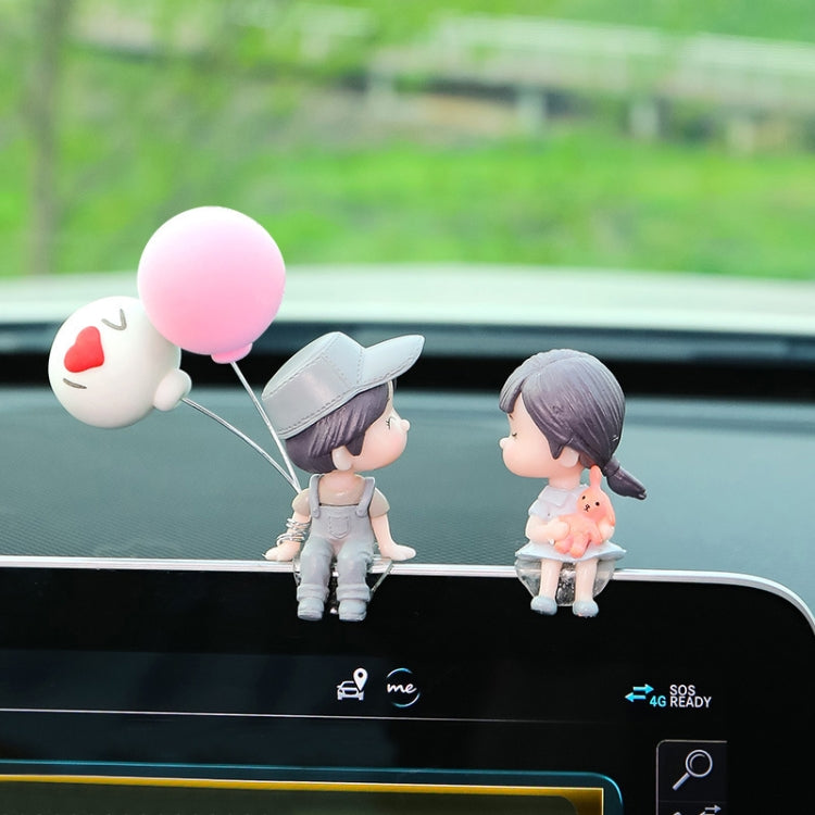 Car Ornament Ornament Lovely Kissing Couple Doll, Color:, Blue, Gray, Reading, Clever, Blue+Balloon, Blue+Blue White Balloon, Gray+Balloon, Gray+Gray Balloon, Reading+Balloon, Clever+Balloon, Stool Blue Couple, Stool Gray Couple, Stool Reading Couple��...