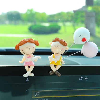 Car Ornament Ornament Lovely Kissing Couple Doll, Color:, Blue, Gray, Reading, Clever, Blue+Balloon, Blue+Blue White Balloon, Gray+Balloon, Gray+Gray Balloon, Reading+Balloon, Clever+Balloon, Stool Blue Couple, Stool Gray Couple, Stool Reading Couple��...