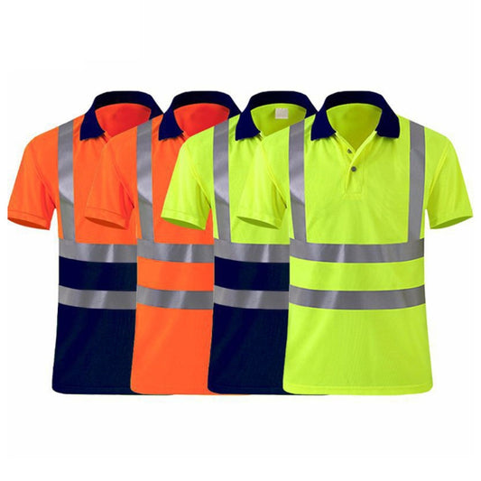 Reflective Quick-drying T-shirt Lapel Short-sleeved Safety Work Shirt, XXL, XXXL, XXXXL, M, L, XL