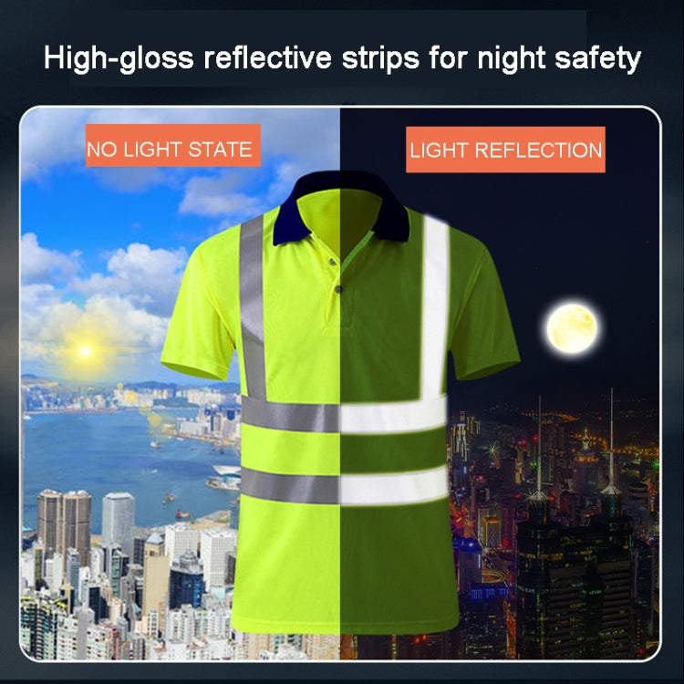 Reflective Quick-drying T-shirt Lapel Short-sleeved Safety Work Shirt, XXL, XXXL, XXXXL, M, L, XL