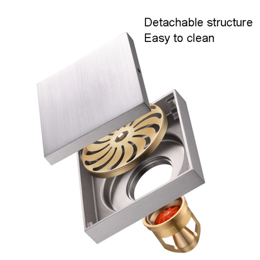 Bathroom Large Displacement Anti-odor Floor Drain, Style:, K8011 Gold+Black Straight Row, K8011 Gold+Magnetic Suspension, K8012 Chrome Plated+Black Straight Row, K8012 Chrome Plated+Magnetic Suspension, K8014 Nickel Brushes+Black Straight Row����������...
