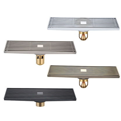 8x30cm Extended Full Copper Strip Floor Drain, Style:, K8034 Chrome Plated+Black Straight Row, K8034 Chrome Plated+Copper Self Seal, K8034 Chrome Plated+5.5 Deep Water Seal, K8034 Chrome Plated+Magnetic Suspension, K8035 Nickel Brushes+Black Straight R...
