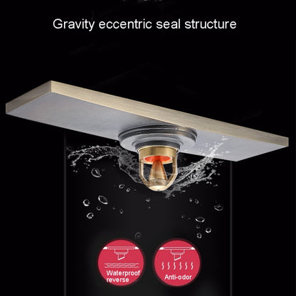 8x30cm Extended Full Copper Strip Floor Drain, Style:, K8034 Chrome Plated+Black Straight Row, K8034 Chrome Plated+Copper Self Seal, K8034 Chrome Plated+5.5 Deep Water Seal, K8034 Chrome Plated+Magnetic Suspension, K8035 Nickel Brushes+Black Straight R...