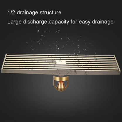 8x30cm Extended Full Copper Strip Floor Drain, Style:, K8034 Chrome Plated+Black Straight Row, K8034 Chrome Plated+Copper Self Seal, K8034 Chrome Plated+5.5 Deep Water Seal, K8034 Chrome Plated+Magnetic Suspension, K8035 Nickel Brushes+Black Straight R...