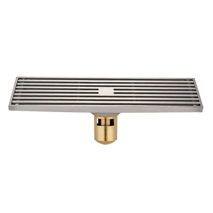 8x30cm Extended Full Copper Strip Floor Drain, Style:, K8034 Chrome Plated+Black Straight Row, K8034 Chrome Plated+Copper Self Seal, K8034 Chrome Plated+5.5 Deep Water Seal, K8034 Chrome Plated+Magnetic Suspension, K8035 Nickel Brushes+Black Straight R...