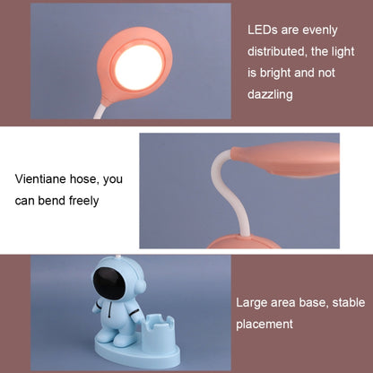 T509 Astronaut Pen Holder Desk Lamp with Pencil Sharpener Function, T509 White, T509 Pink, T509 Blue