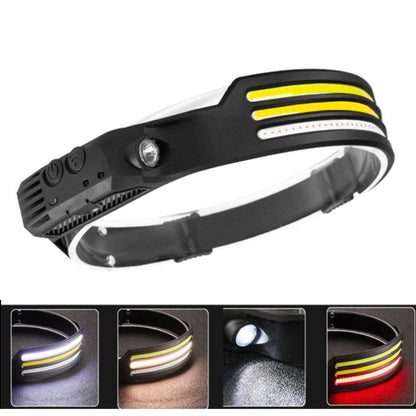 USB Rechargeable Motion Sensor Headlamp COB Outdoor Fishing Flashlight, W689-1 Red+White Light, W689-2 White+Warm Light, W689-3 Red White Warm, W689-2 White Light, W689-3 White Light
