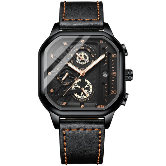 BINBOND B6577 30M Waterproof Luminous Square Quartz Watch