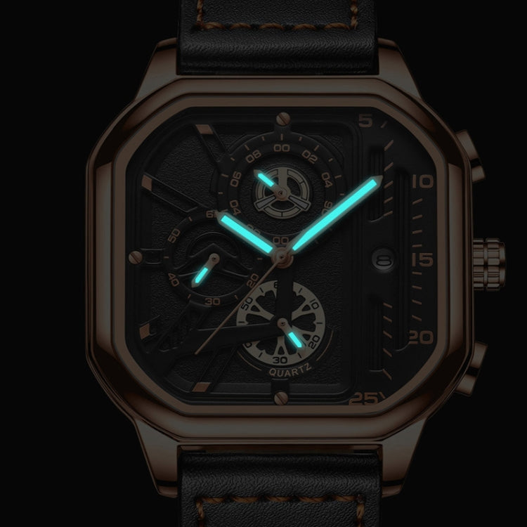 BINBOND B6577 30M Waterproof Luminous Square Quartz Watch
