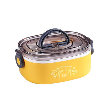 Large Capacity Oval Divided Portable Office Insulation Lunch Box, 600ml (Stainless Blue), 600ml (Stainless Yellow), 600ml (Stainless Purple), 1.2L (Stainless Blue), 1.2L (Stainless Yellow), 1.2L (Stainless Purple), 600ml (Plastic Blue)�����������������...