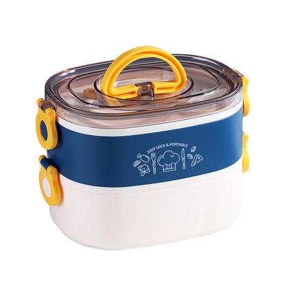 Large Capacity Oval Divided Portable Office Insulation Lunch Box, 600ml (Stainless Blue), 600ml (Stainless Yellow), 600ml (Stainless Purple), 1.2L (Stainless Blue), 1.2L (Stainless Yellow), 1.2L (Stainless Purple), 600ml (Plastic Blue)�����������������...