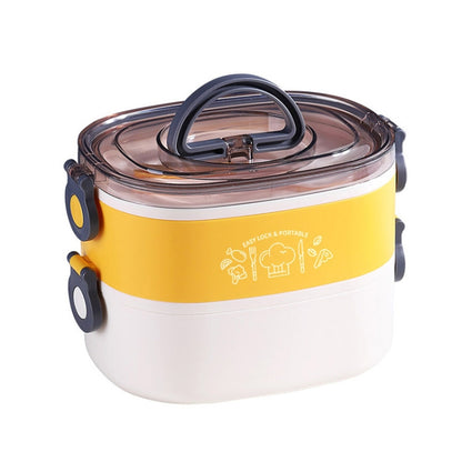 Large Capacity Oval Divided Portable Office Insulation Lunch Box, 600ml (Stainless Blue), 600ml (Stainless Yellow), 600ml (Stainless Purple), 1.2L (Stainless Blue), 1.2L (Stainless Yellow), 1.2L (Stainless Purple), 600ml (Plastic Blue)�����������������...