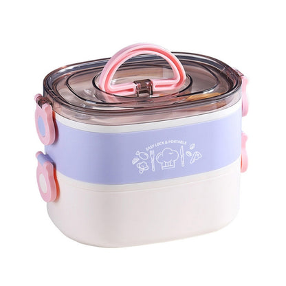 Large Capacity Oval Divided Portable Office Insulation Lunch Box, 600ml (Stainless Blue), 600ml (Stainless Yellow), 600ml (Stainless Purple), 1.2L (Stainless Blue), 1.2L (Stainless Yellow), 1.2L (Stainless Purple), 600ml (Plastic Blue)�����������������...